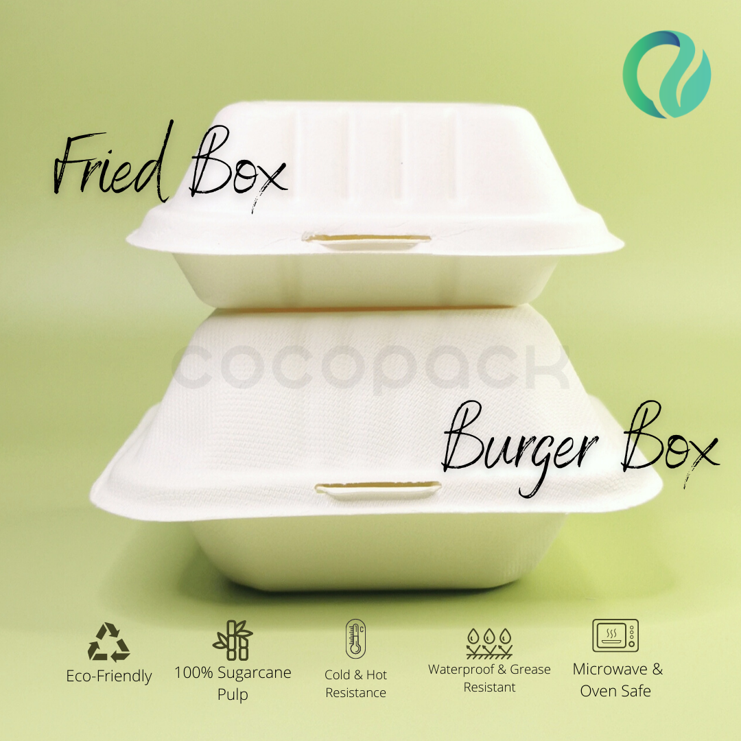 Bagasse Clamsheel Burger Box 6 Inch 450 ml - Gambar 3