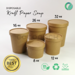 Brown Kraft Paper Soup + Pulp LID