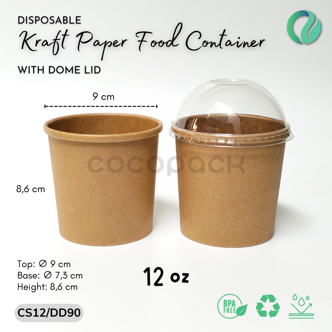 Brown/White Kraft Paper Soup + Dome PET Lid - Gambar 10
