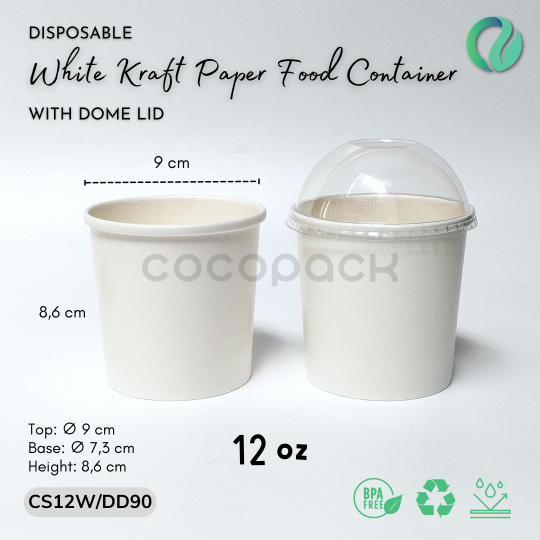 Brown/White Kraft Paper Soup + Dome PET Lid - Gambar 7
