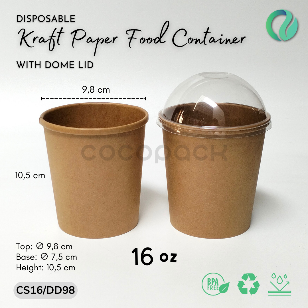 Brown/White Kraft Paper Soup + Dome PET Lid - Gambar 11