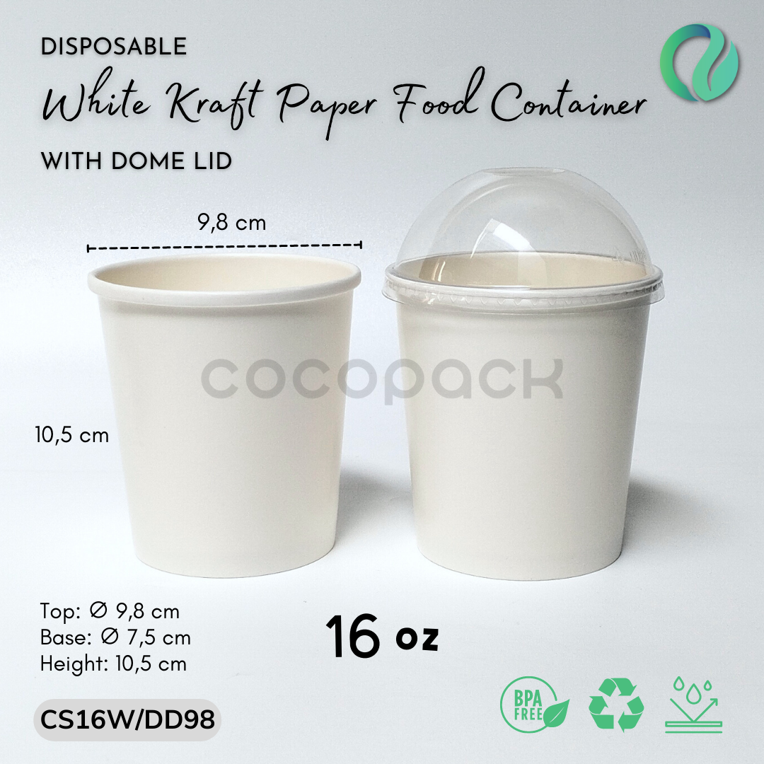 Brown/White Kraft Paper Soup + Dome PET Lid - Gambar 8
