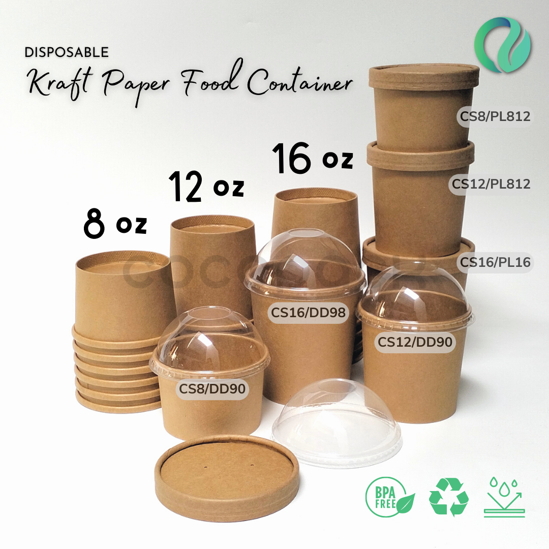 Brown/White Kraft Paper Soup + Dome PET Lid - Gambar 14