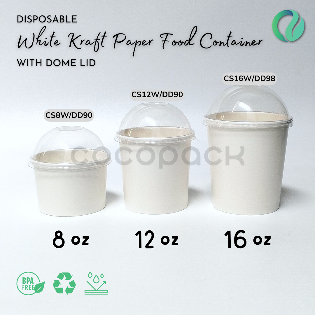 Brown/White Kraft Paper Soup + Dome PET Lid - Gambar 5