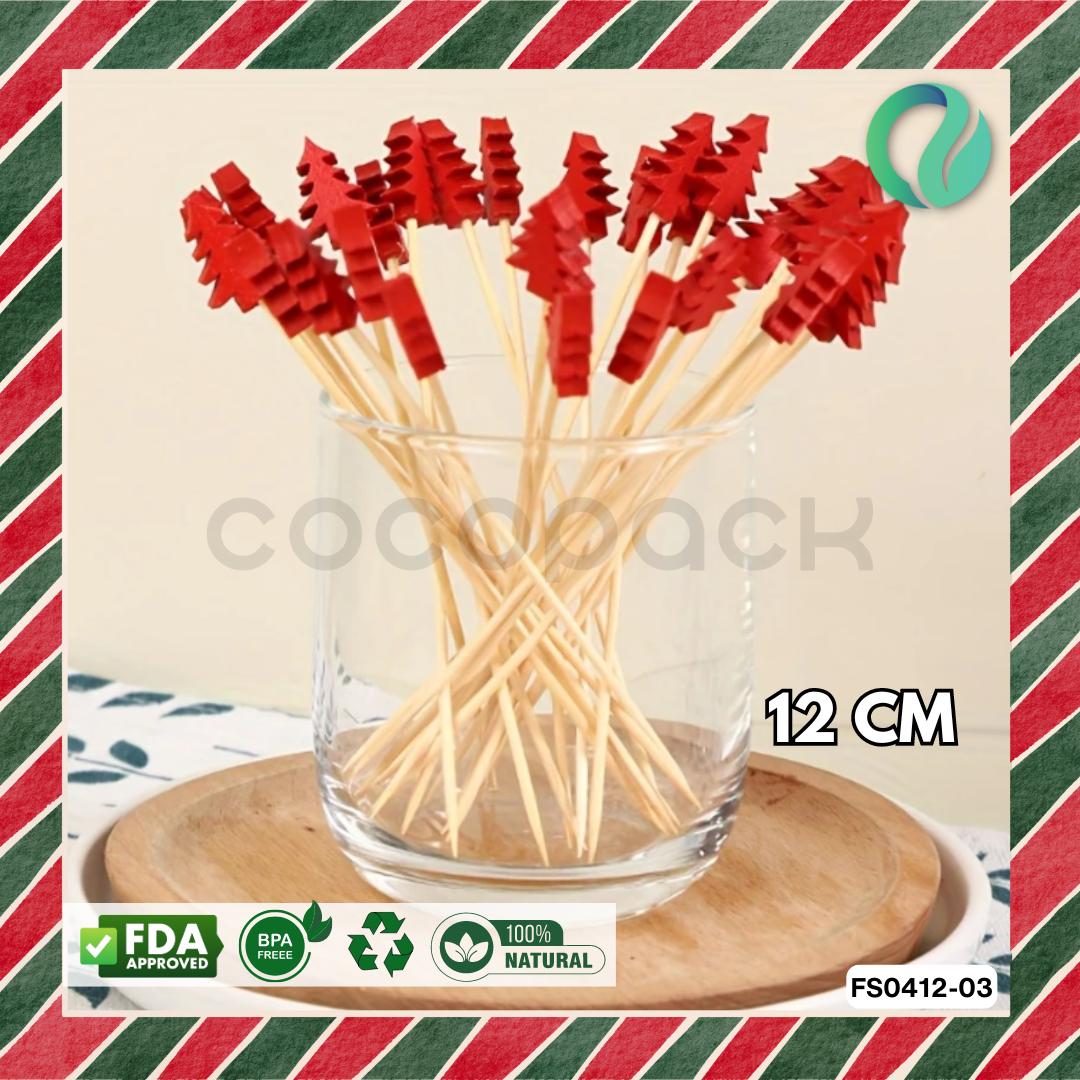 Decorative Christmas Bamboo Picks 12cm - Gambar 3