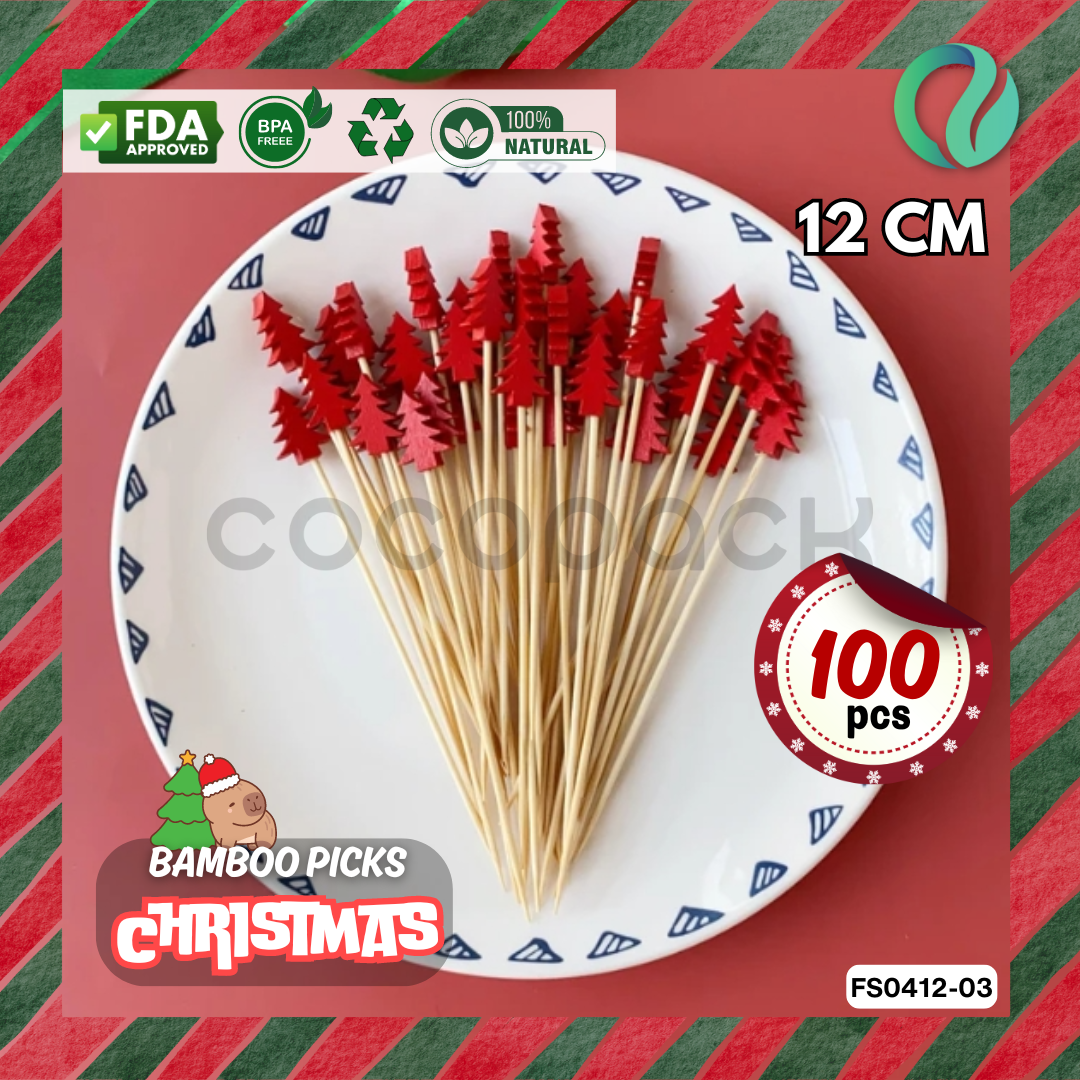 Decorative Christmas Bamboo Picks 12cm - Gambar 4