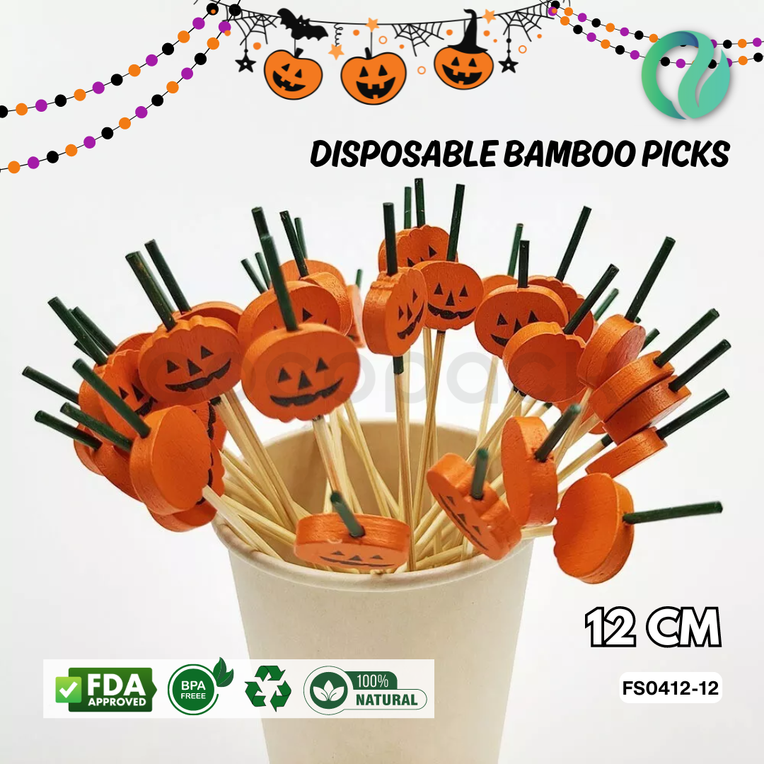 Decorative Halloween Bamboo Picks 12cm - Gambar 2