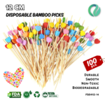 Decorative Colorful Beads Bamboo Picks 12cm