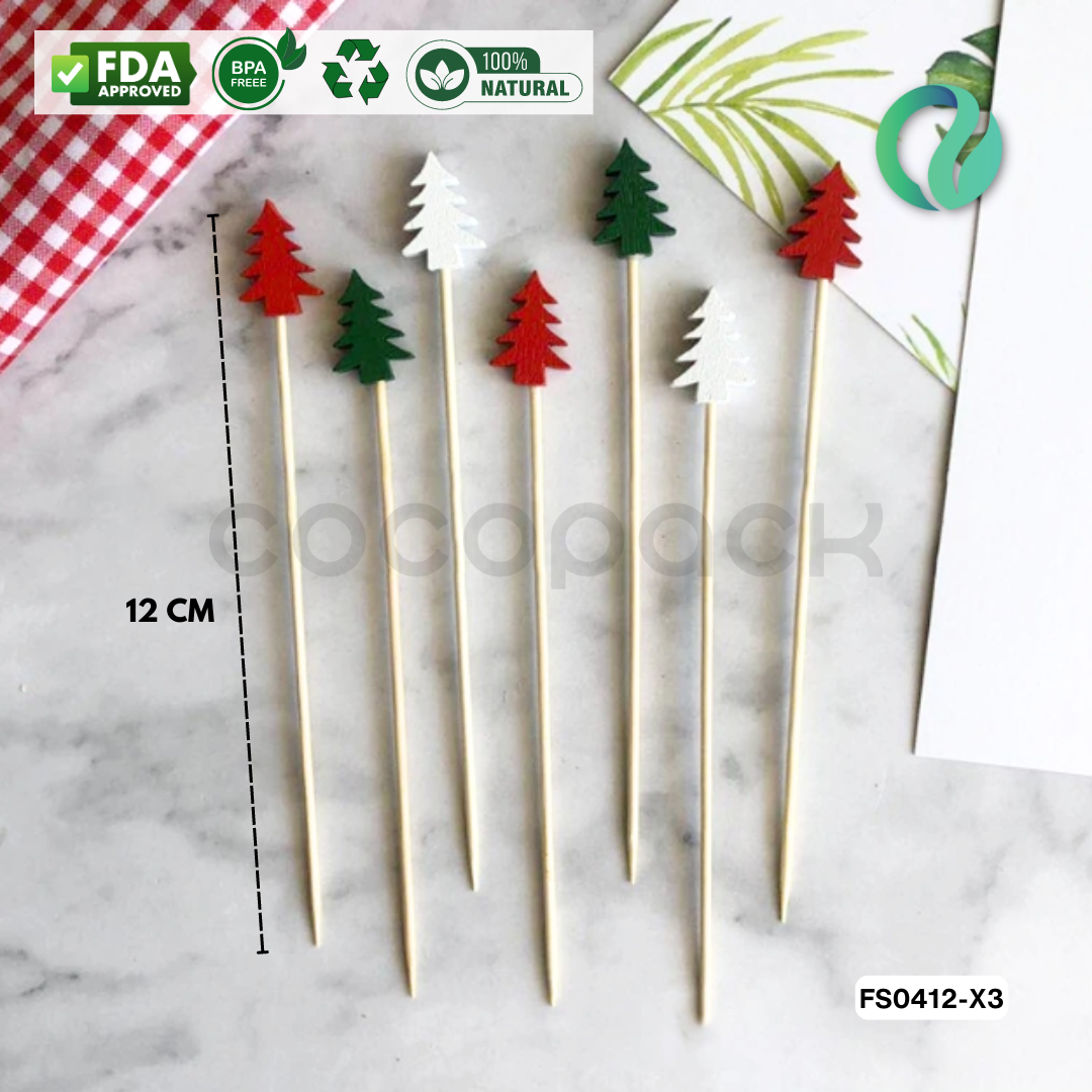 Decorative Christmas Bamboo Picks 12cm - Gambar 12