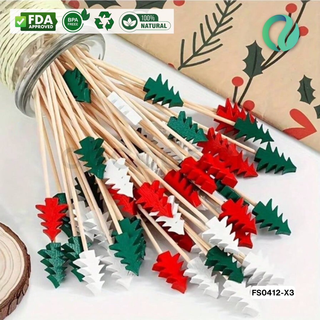 Decorative Christmas Bamboo Picks 12cm - Gambar 13