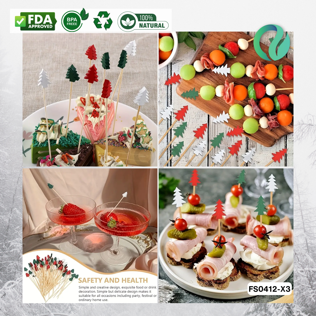 Decorative Christmas Bamboo Picks 12cm - Gambar 14