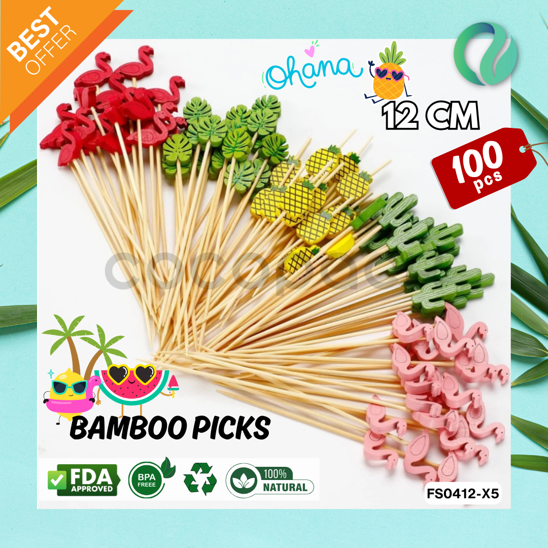 Decorative Hawaii Aloha Bamboo Picks 12cm