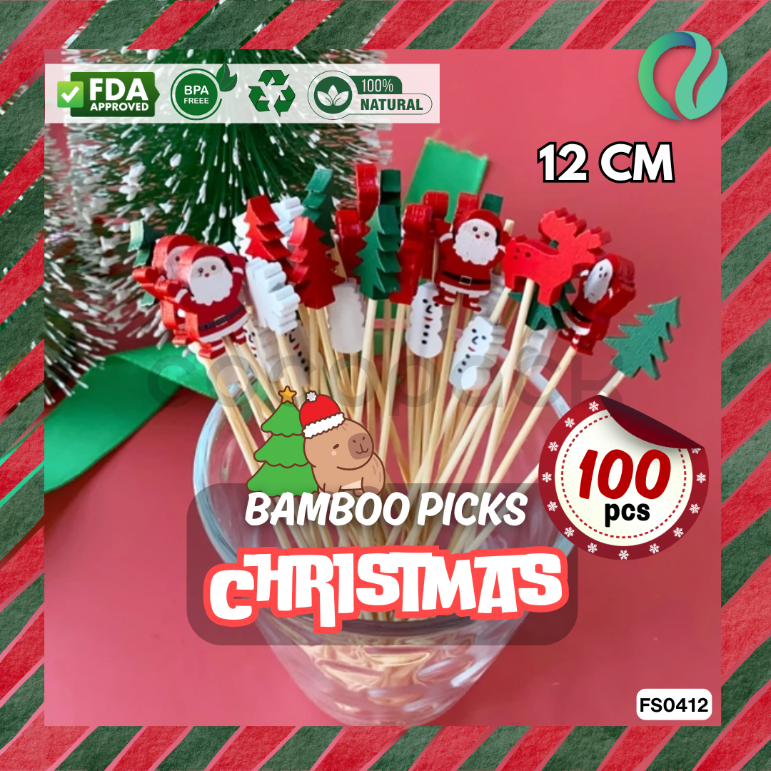 Decorative Christmas Bamboo Picks 12cm