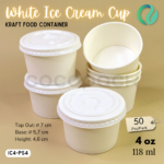 White Kraft Paper Ice Cream 4oz + PS LID