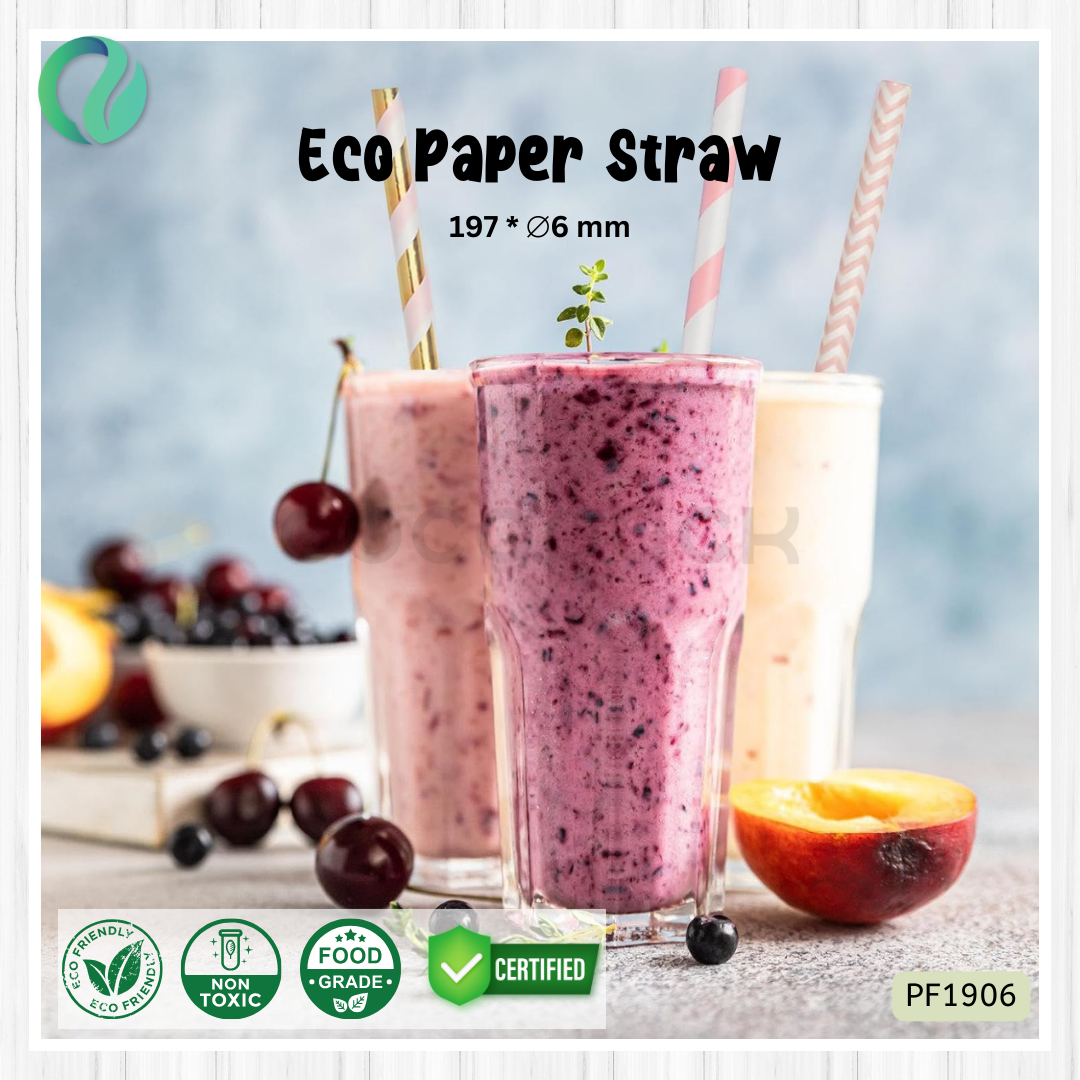 Decorative Color Eco Paper Straw - Flat Mouth 197*6mm - Gambar 2