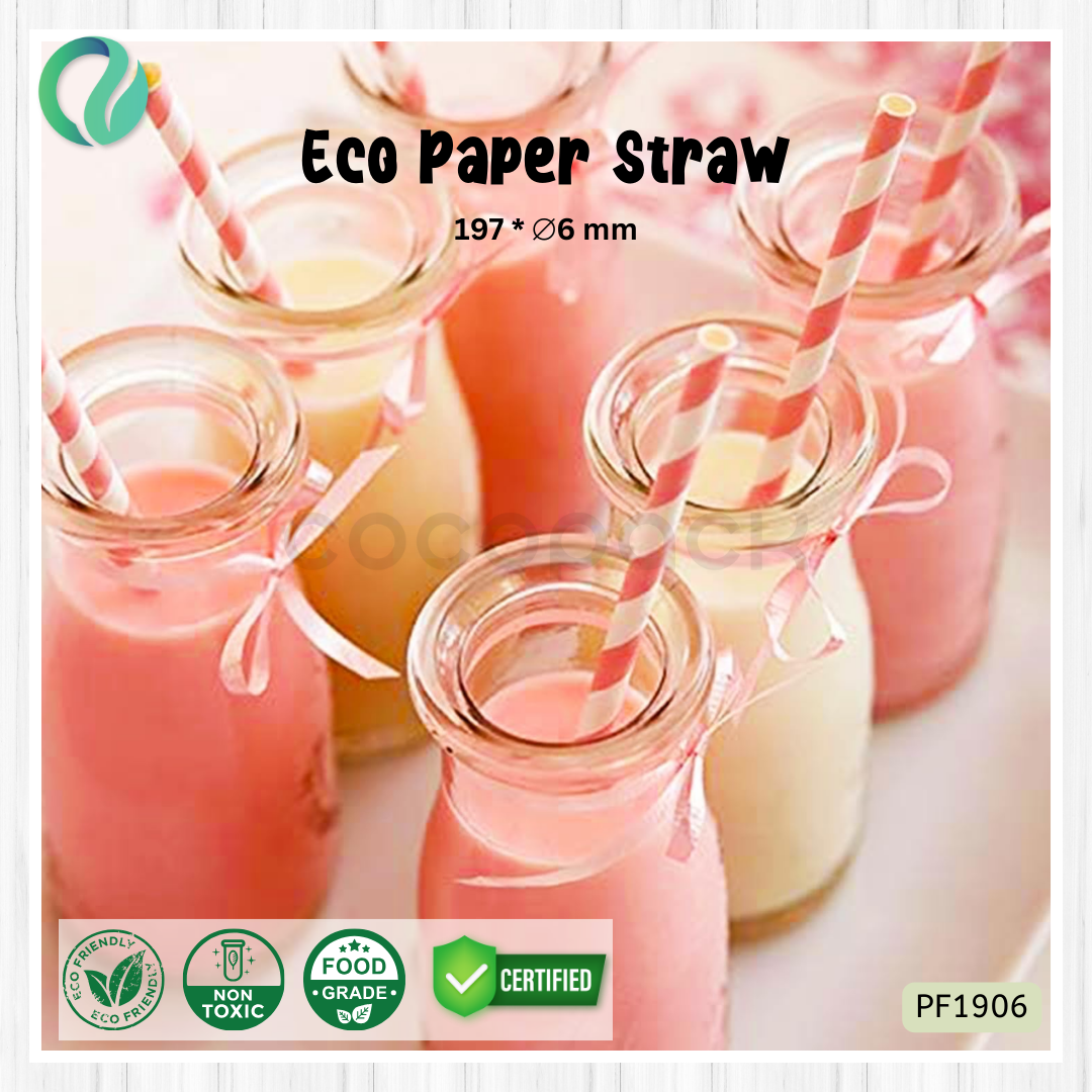 Decorative Color Eco Paper Straw - Flat Mouth 197*6mm - Gambar 3