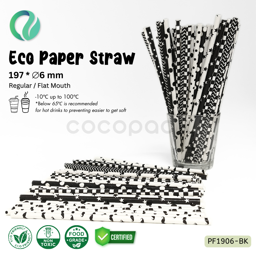 Decorative Color Eco Paper Straw - Flat Mouth 197*6mm - Gambar 5