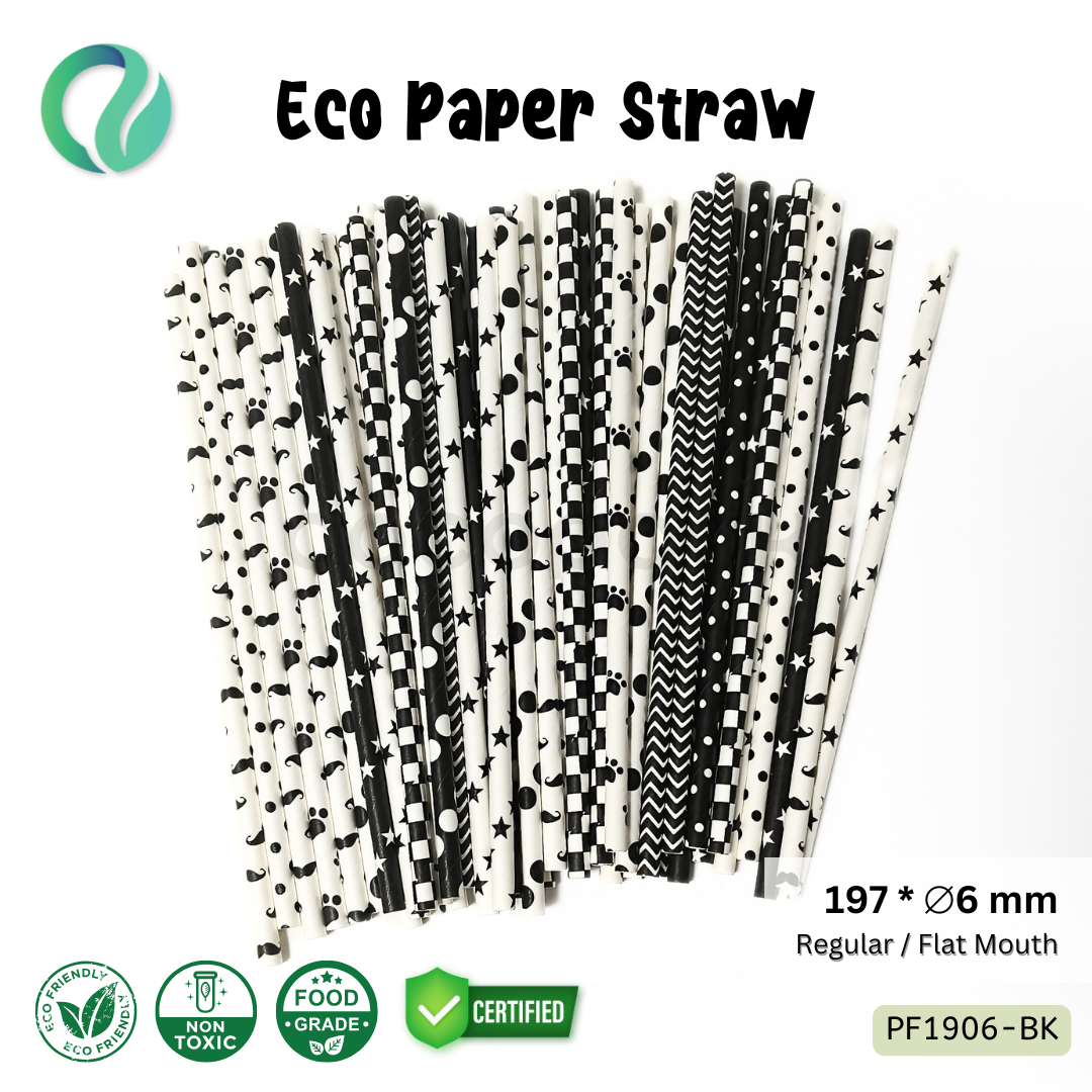 Decorative Color Eco Paper Straw - Flat Mouth 197*6mm - Gambar 6