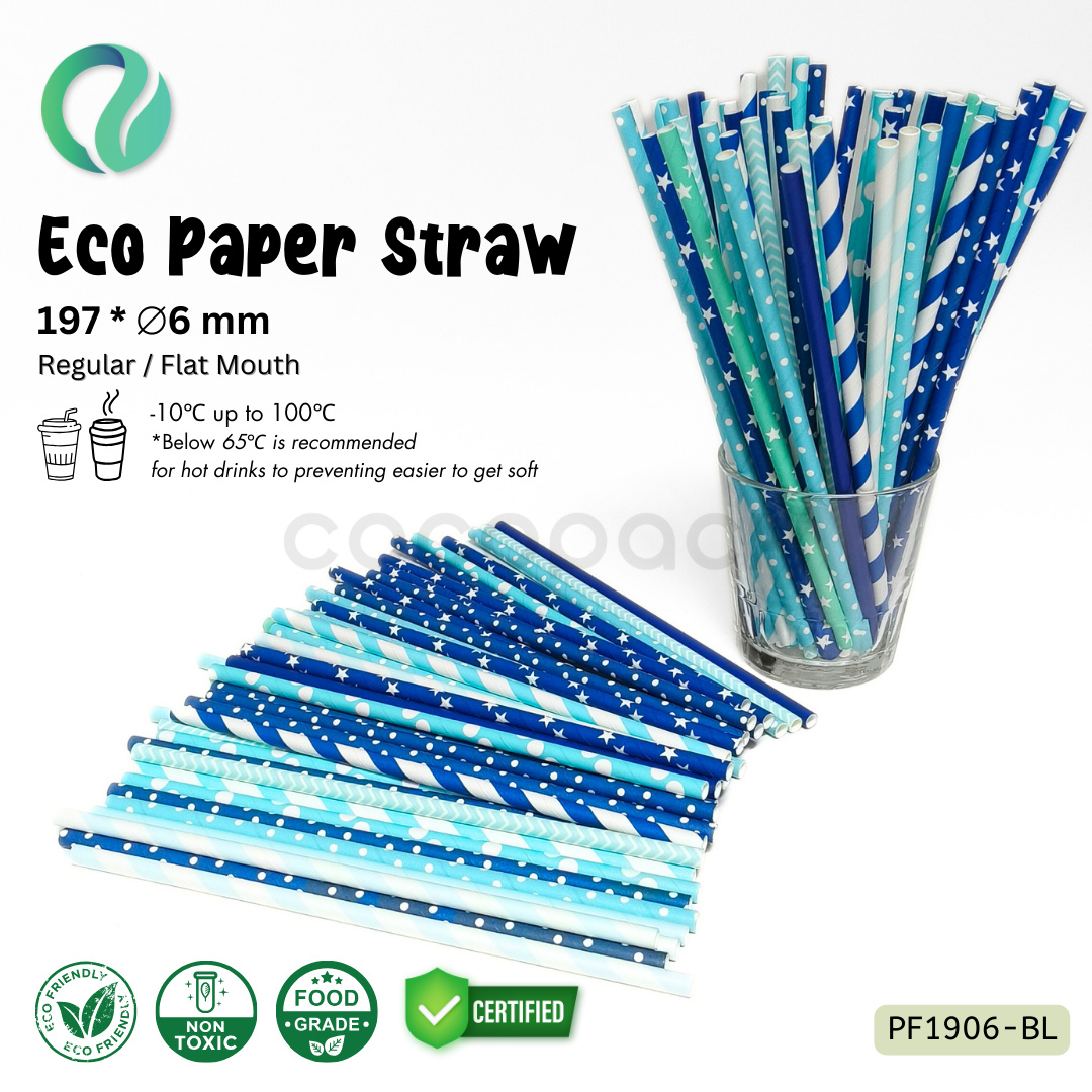 Decorative Color Eco Paper Straw - Flat Mouth 197*6mm - Gambar 7