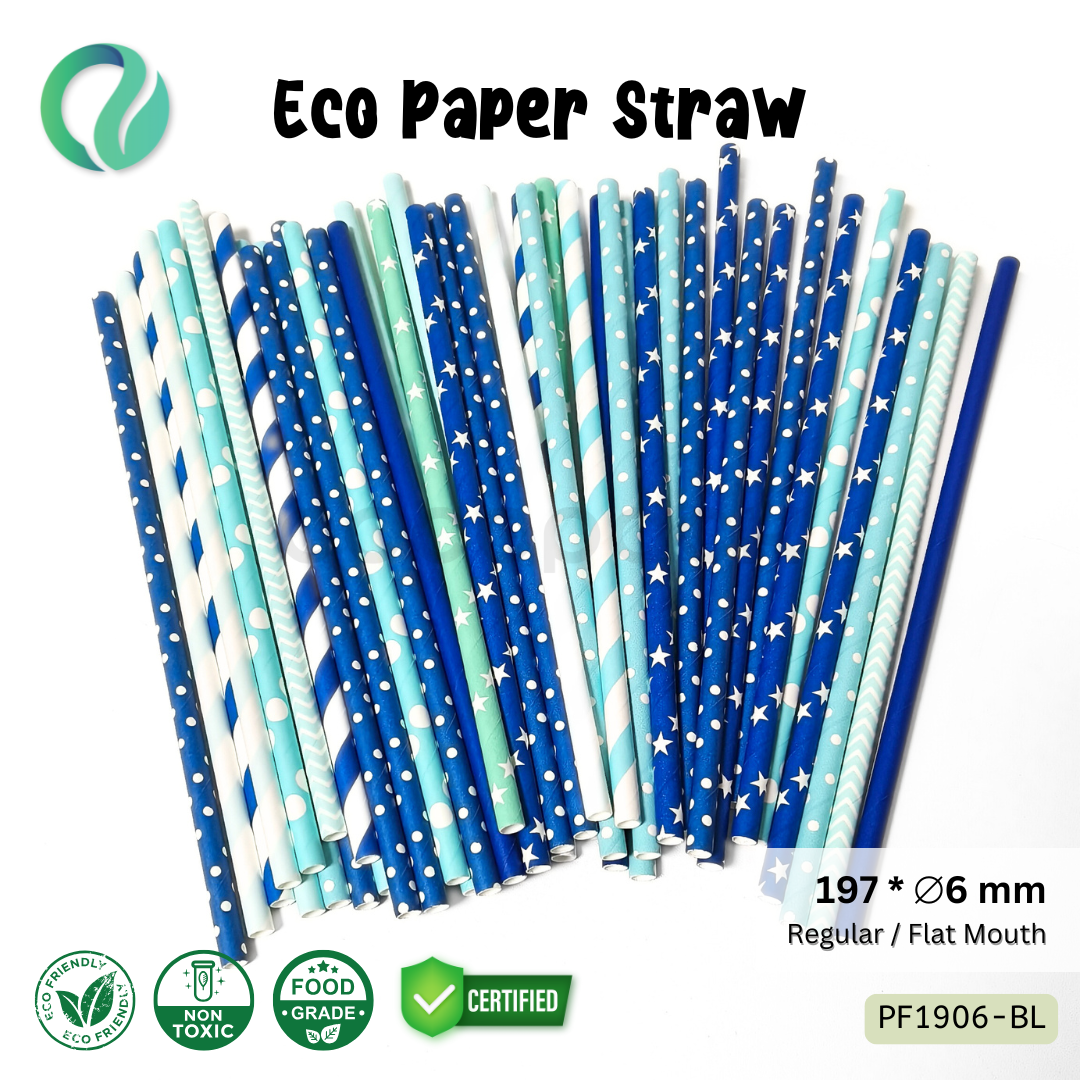 Decorative Color Eco Paper Straw - Flat Mouth 197*6mm - Gambar 8