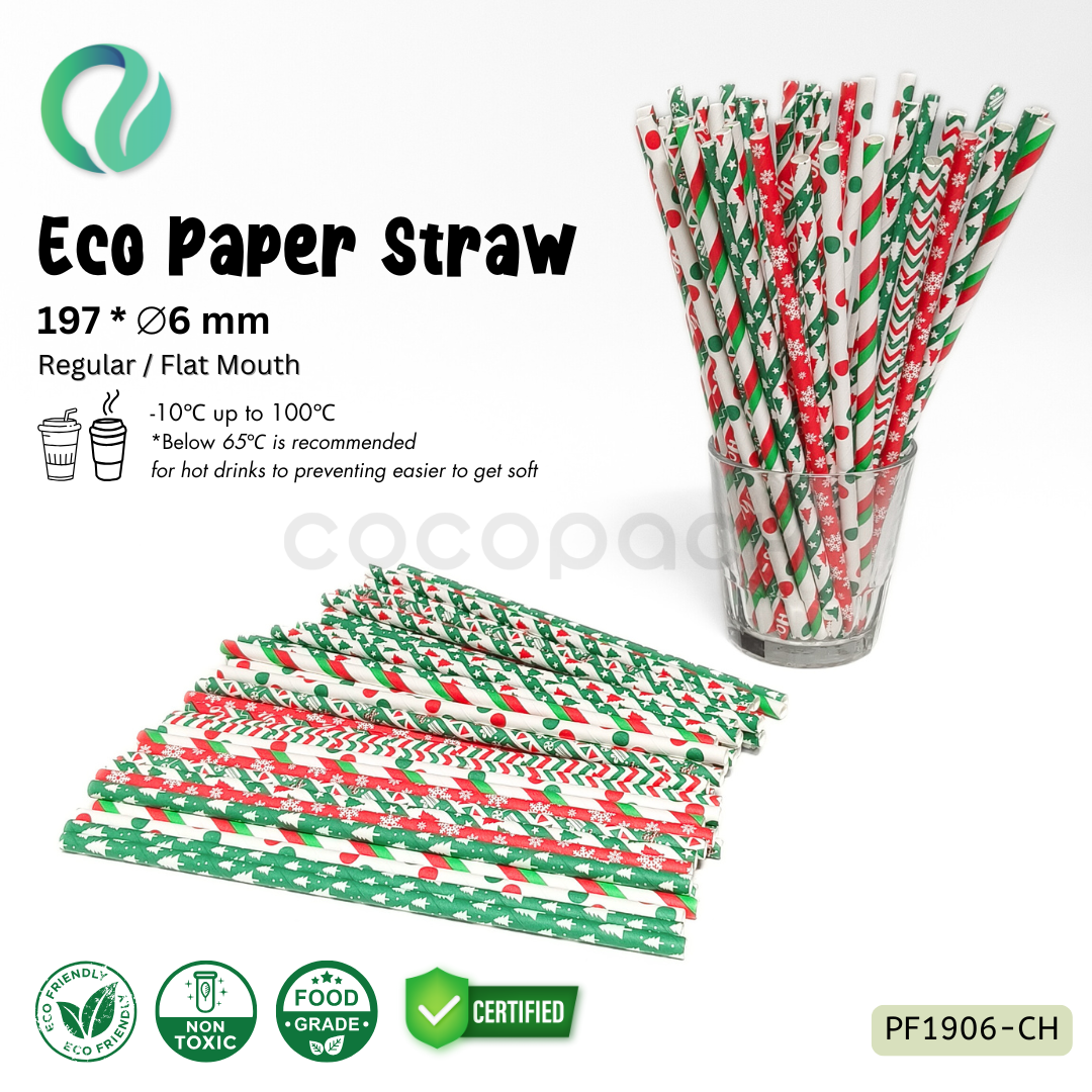 Decorative Color Eco Paper Straw - Flat Mouth 197*6mm - Gambar 9