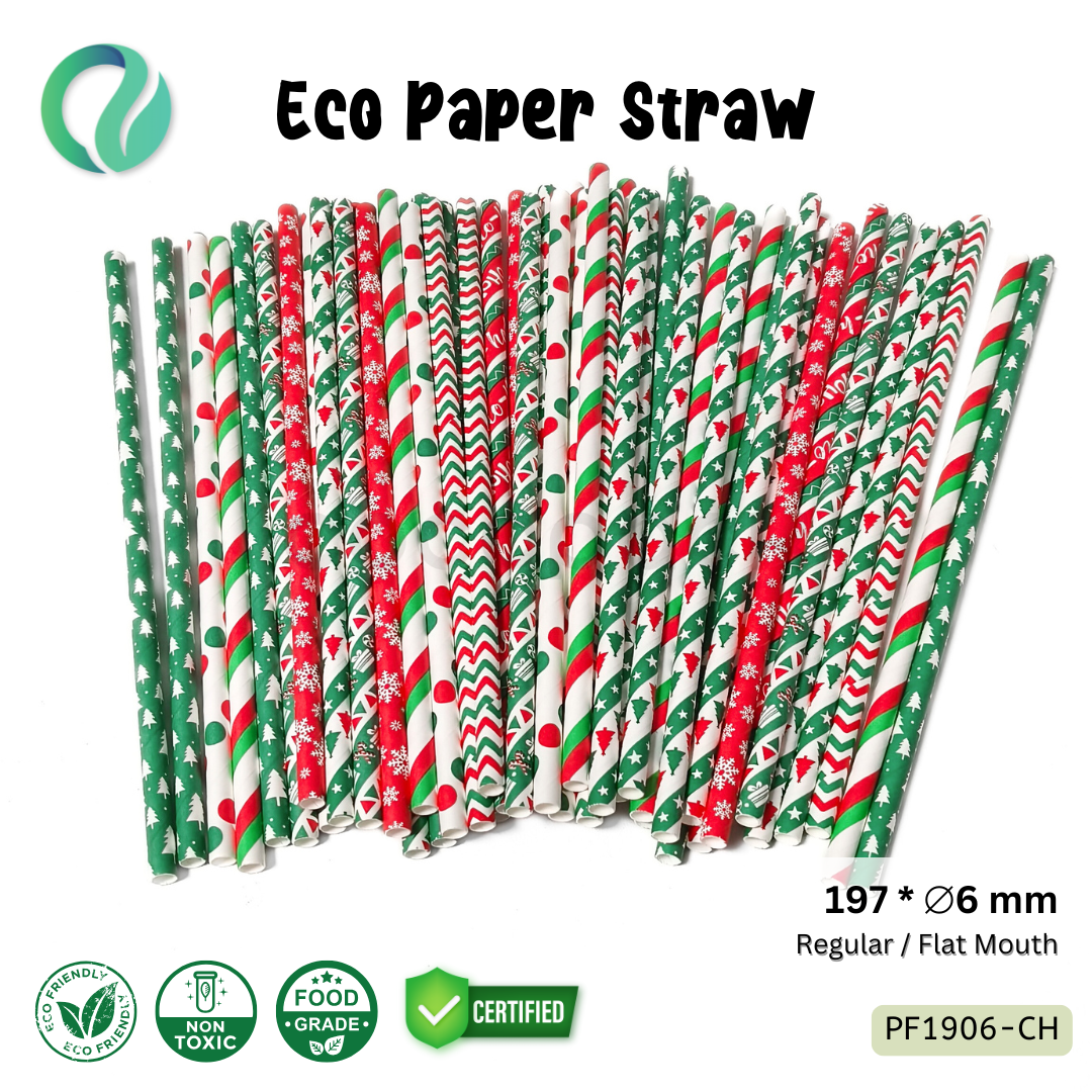 Decorative Color Eco Paper Straw - Flat Mouth 197*6mm - Gambar 10