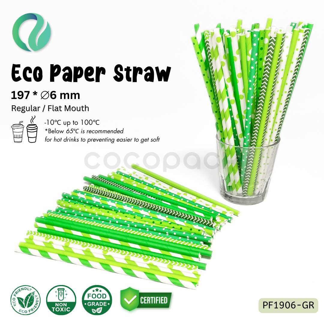 Decorative Color Eco Paper Straw - Flat Mouth 197*6mm - Gambar 11