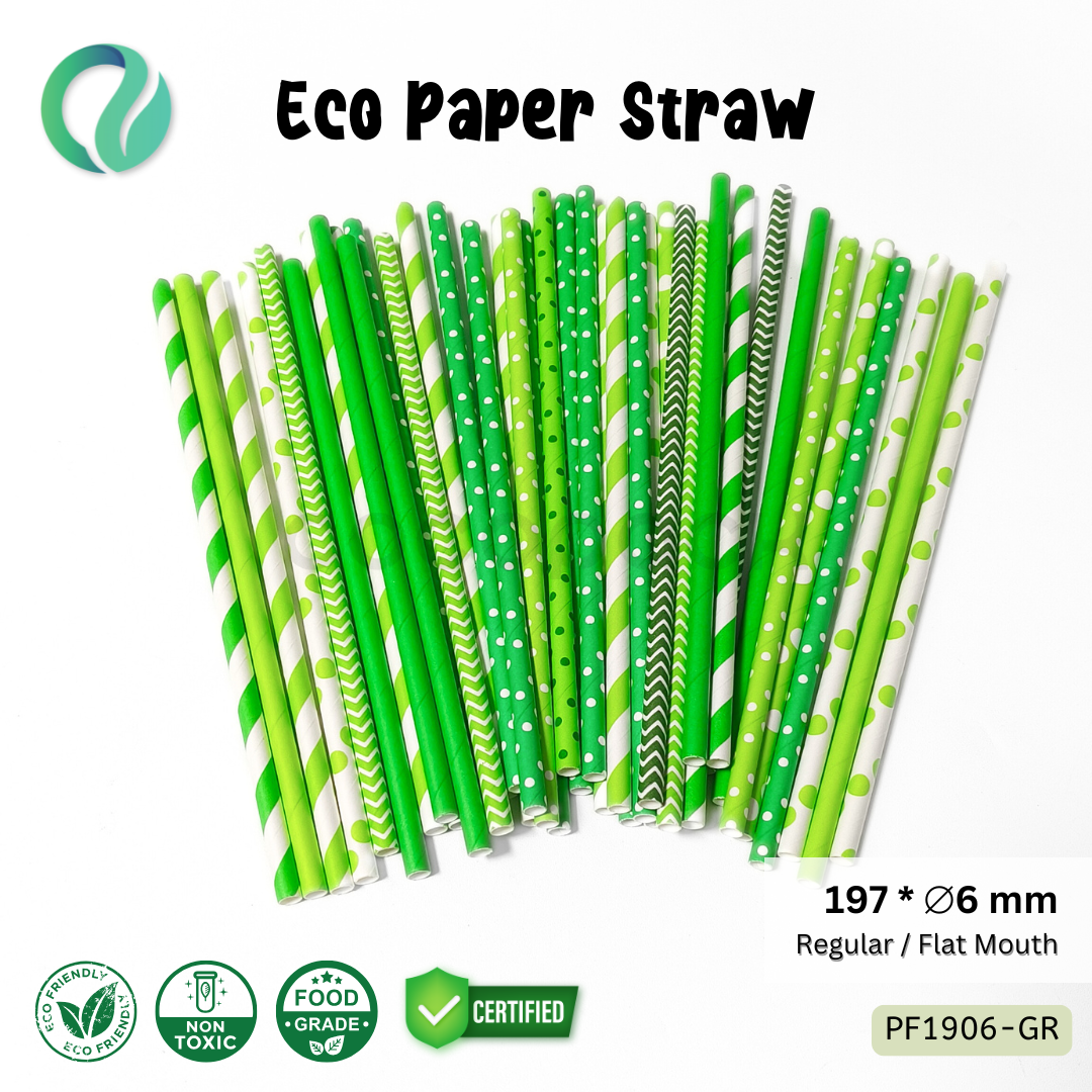 Decorative Color Eco Paper Straw - Flat Mouth 197*6mm - Gambar 12