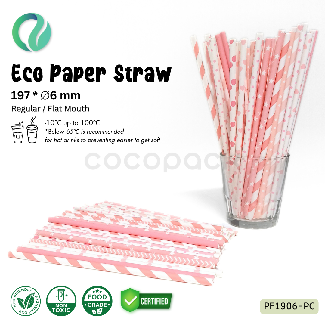 Decorative Color Eco Paper Straw - Flat Mouth 197*6mm - Gambar 13