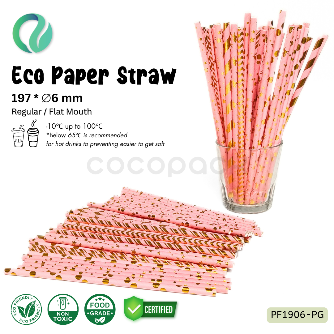 Decorative Color Eco Paper Straw - Flat Mouth 197*6mm - Gambar 15