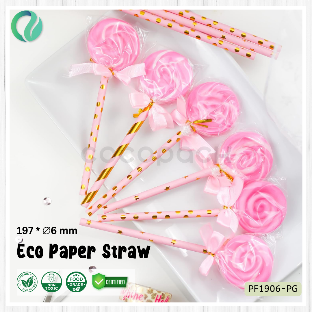 Decorative Color Eco Paper Straw - Flat Mouth 197*6mm - Gambar 18