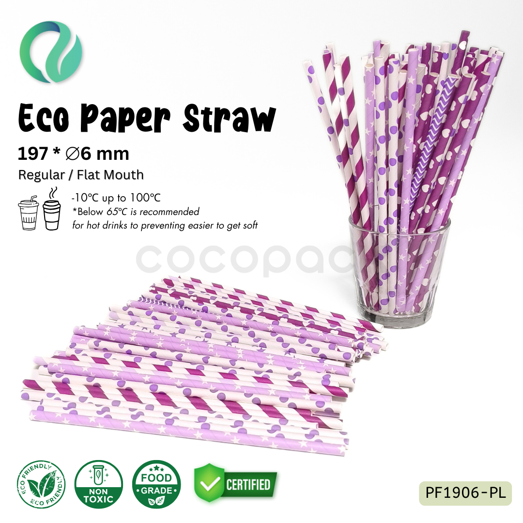 Decorative Color Eco Paper Straw - Flat Mouth 197*6mm - Gambar 19