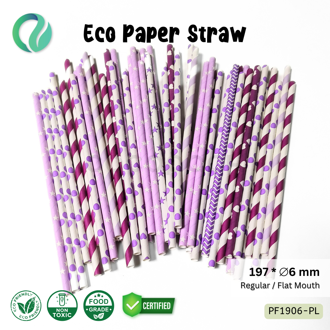 Decorative Color Eco Paper Straw - Flat Mouth 197*6mm - Gambar 20