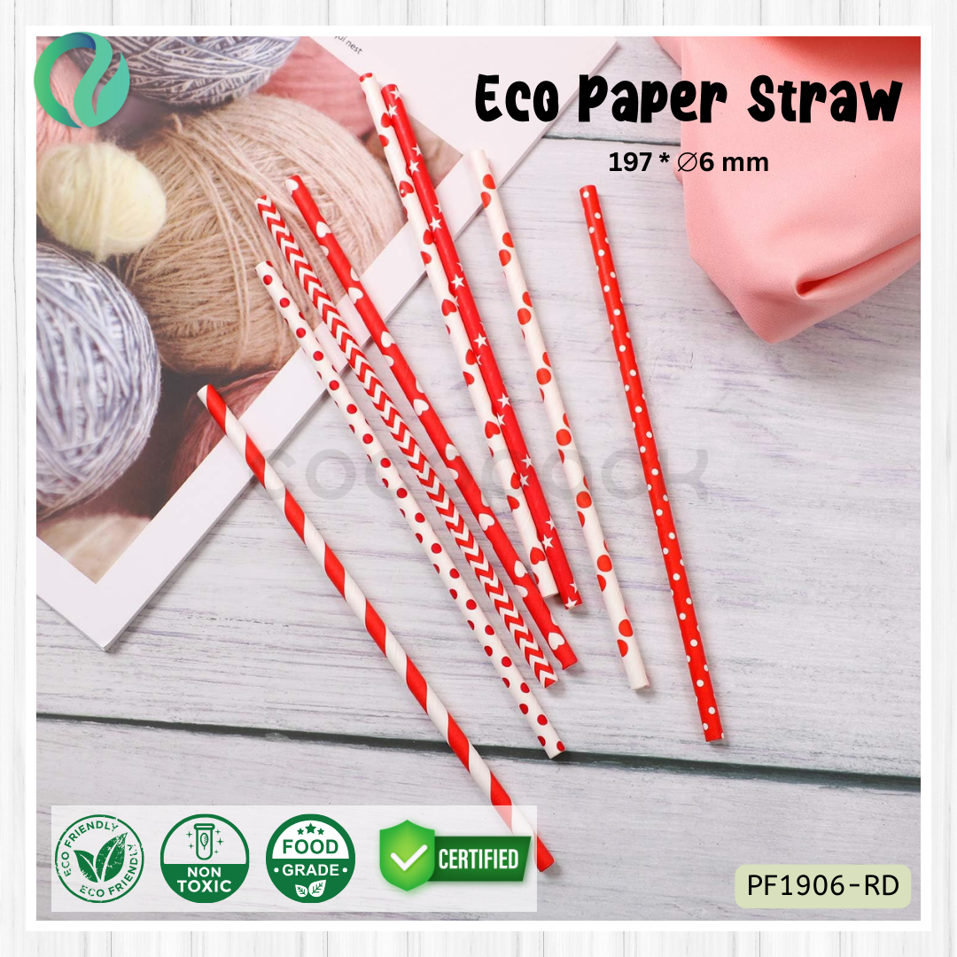 Decorative Color Eco Paper Straw - Flat Mouth 197*6mm - Gambar 21