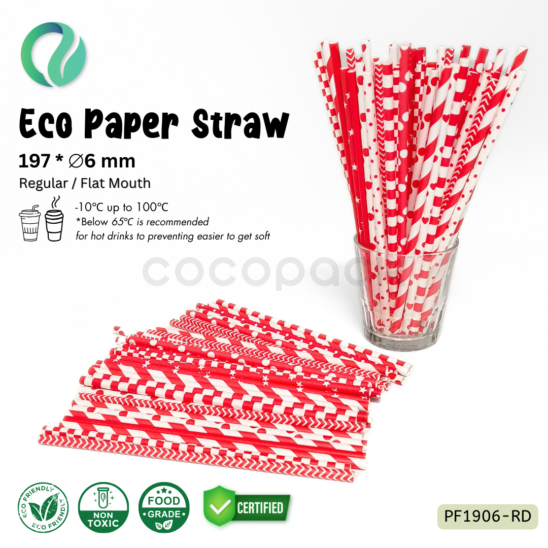 Decorative Color Eco Paper Straw - Flat Mouth 197*6mm - Gambar 22