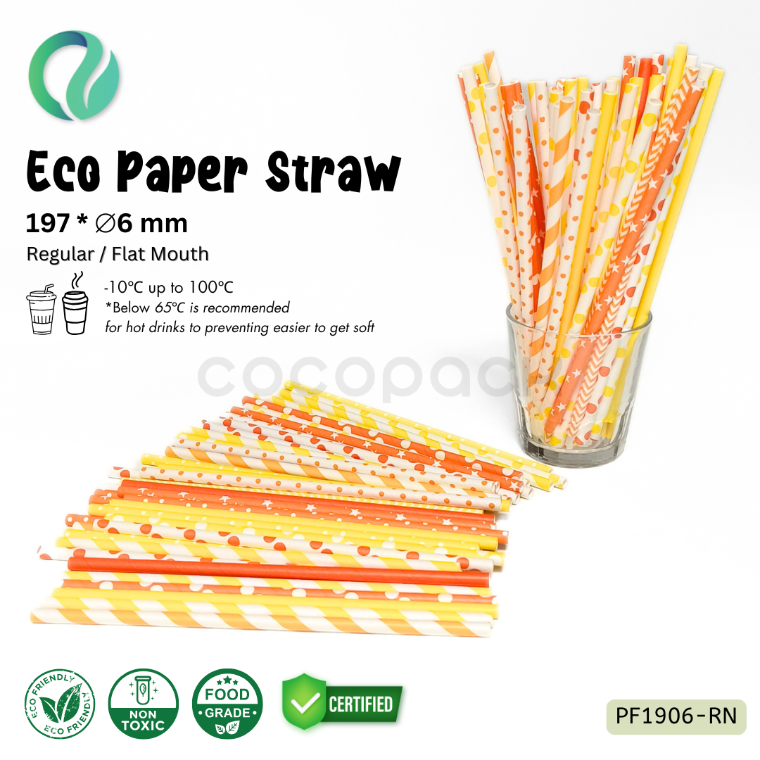 Decorative Color Eco Paper Straw - Flat Mouth 197*6mm - Gambar 24