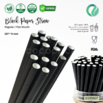 Black Paper Straw - Flat Mouth 197*6mm