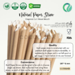 Natural Kraft Paper Straw - Bevel Mouth 197*6mm