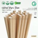 Natural Kraft Paper Straw Flat Mouth 197*6mm