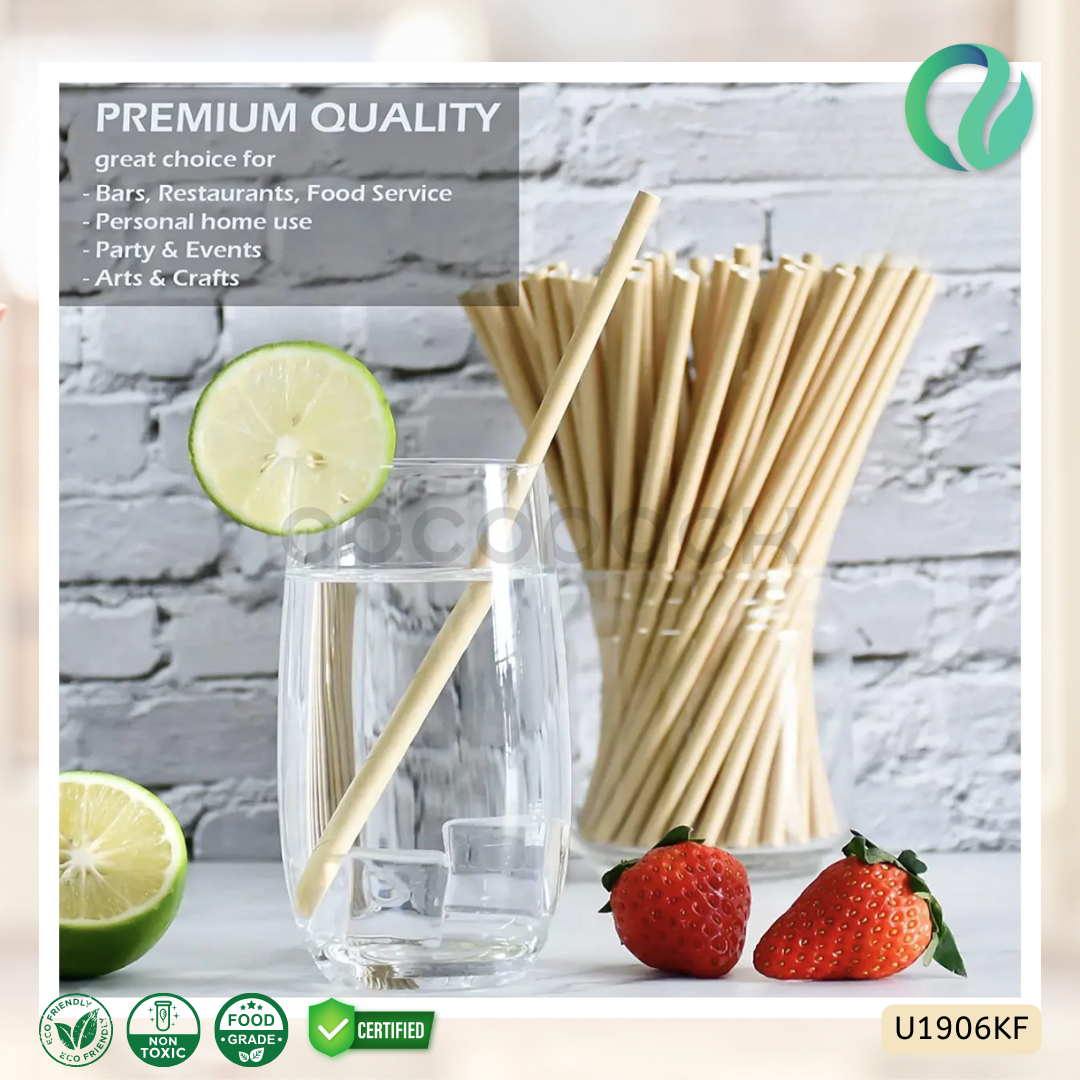 Natural Kraft Paper Straw Flat Mouth 197*6mm - Gambar 4