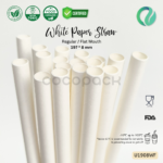 White Kraft Paper Straw - Flat Mouth 197*8mm