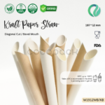 White/Natural Kraft Paper Straw Bevel Mouth 197*12mm