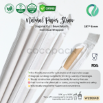 Individual Wrapped Natural Kraft Paper Straw Bevel Mouth 197*6mm