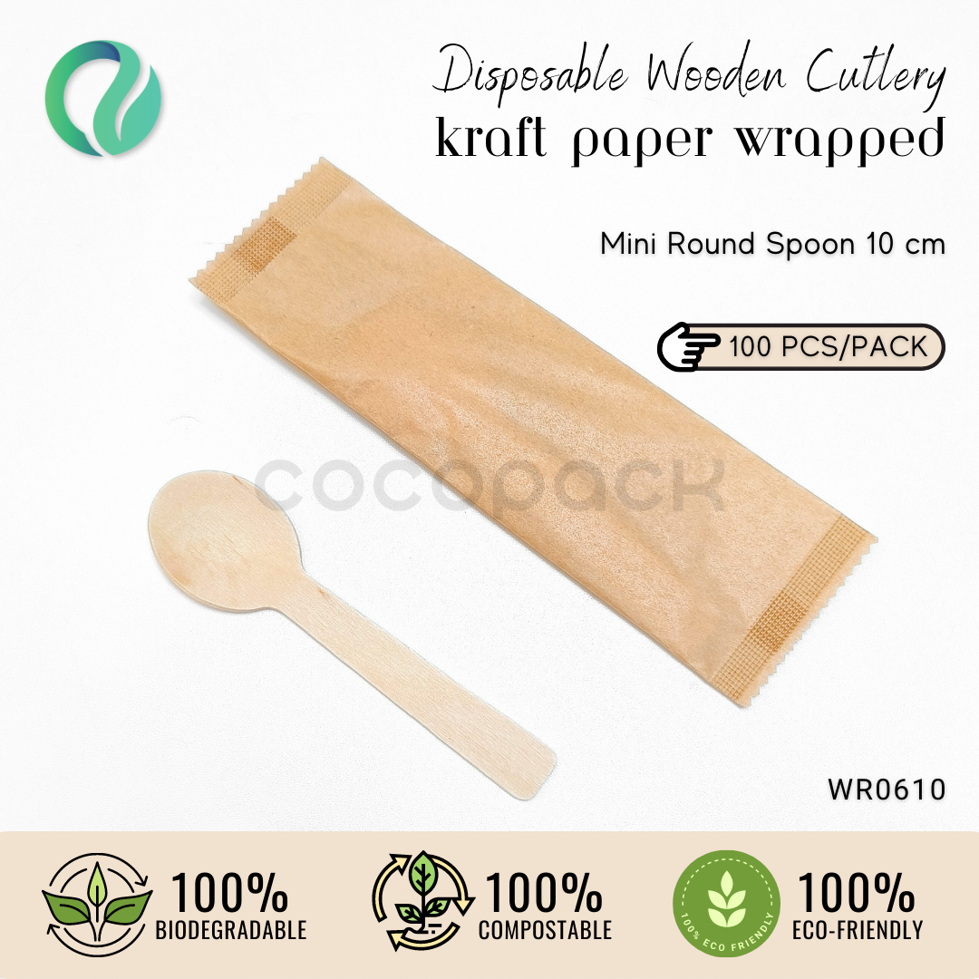 Individual Pack Wooden Mini Spoon 10 cm
