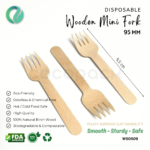 Disposable Wooden Mini Fork 9,5 cm