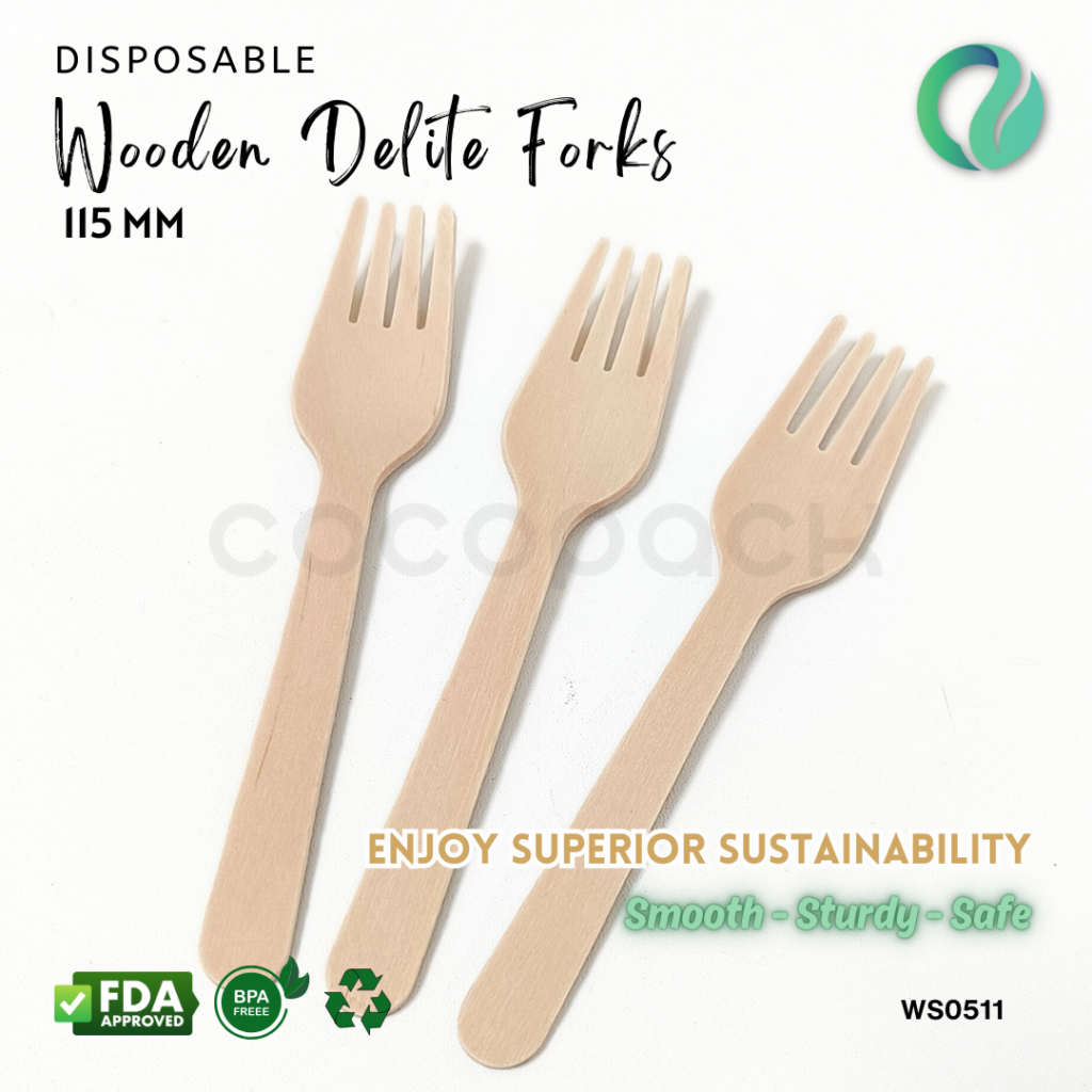 Disposable Wooden Mini Fork 11,5 cm