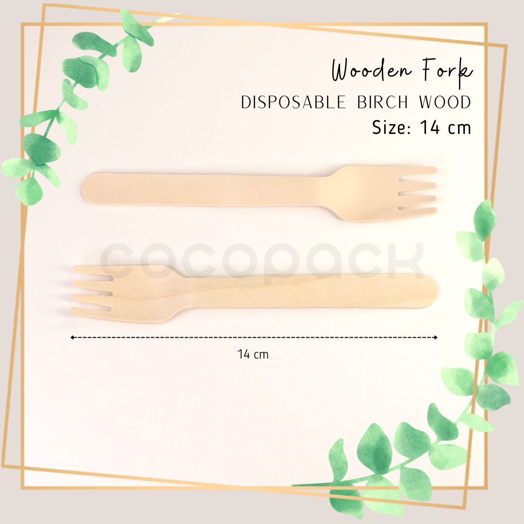 Disposable Wooden Fork 14 cm - Gambar 4