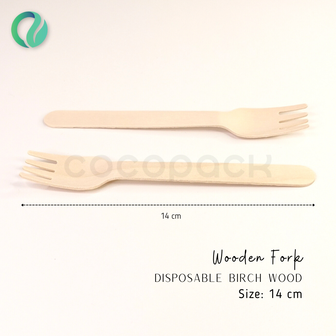 Disposable Wooden Fork 14 cm - Gambar 2