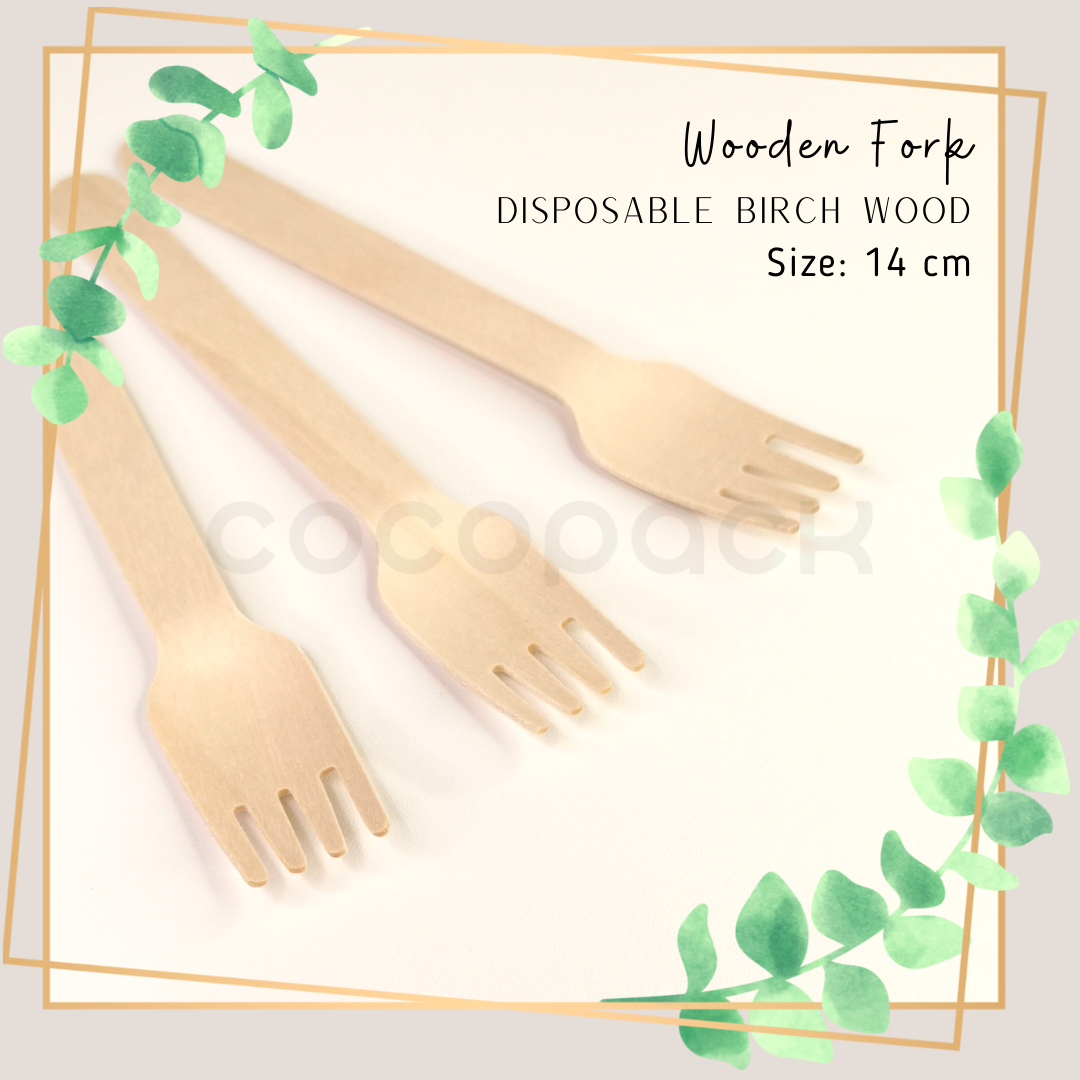Disposable Wooden Fork 14 cm - Gambar 5