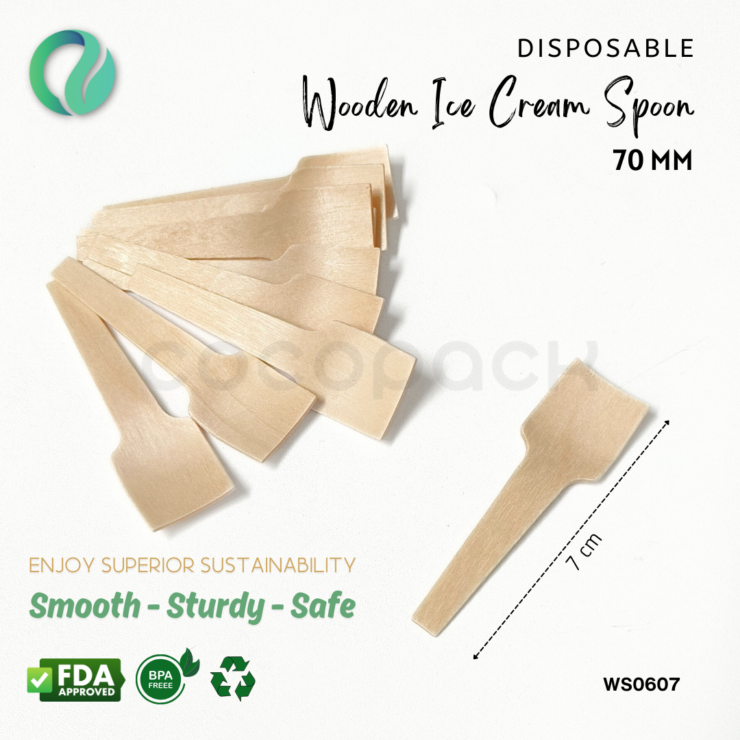 Disposable Wooden Mini Spoon 7 cm - Gambar 3